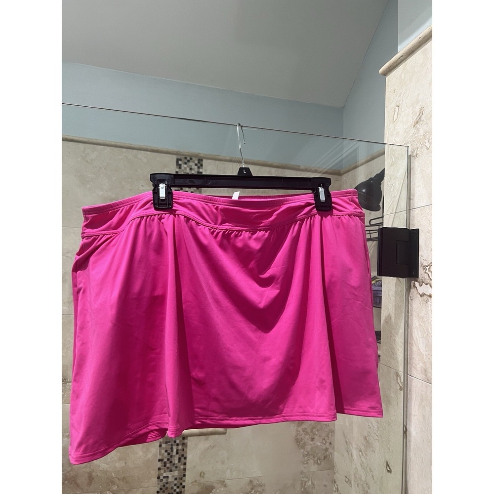 Lands End Hot Pink Swim Skirt Womens 18W Brief Attached Stretch Skort